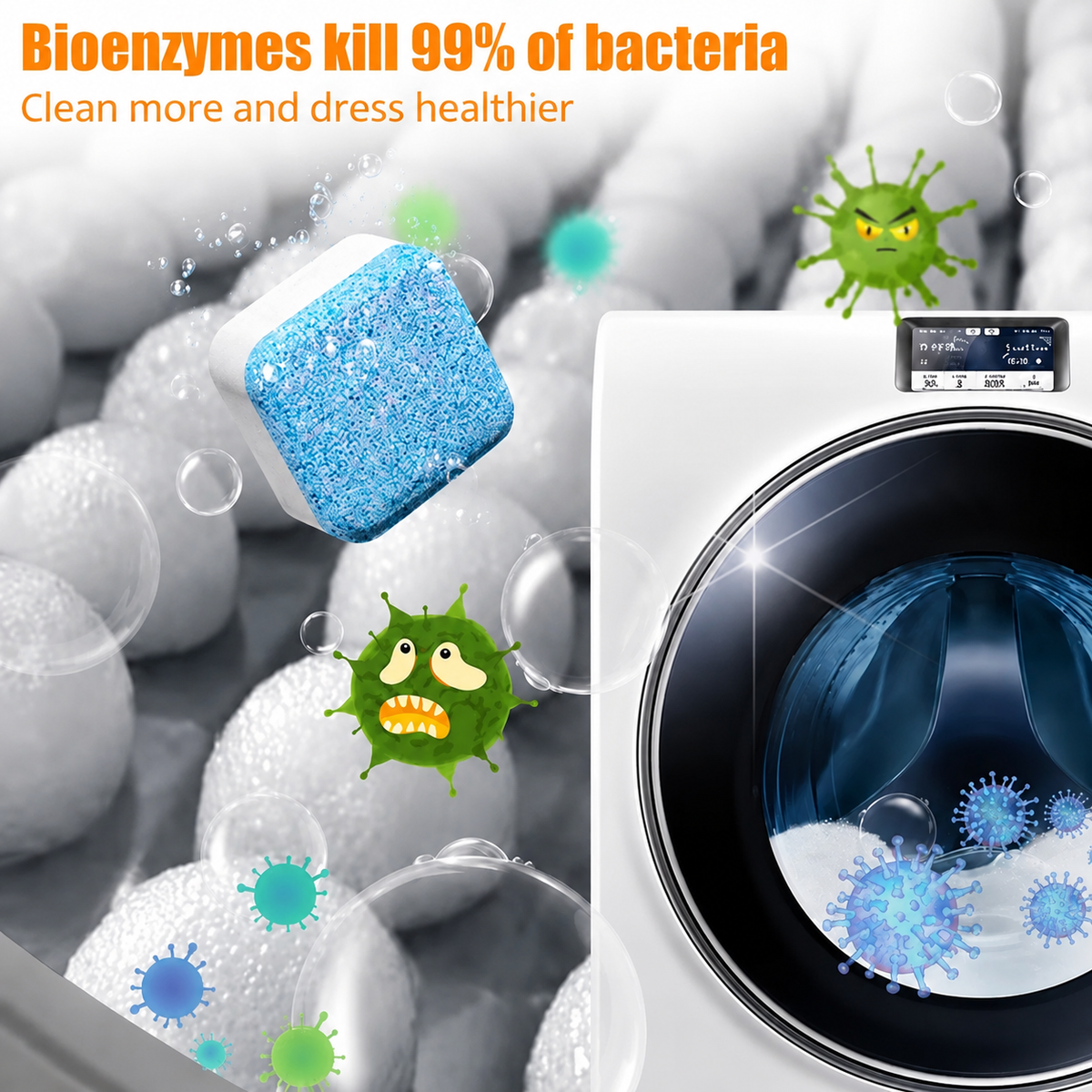 Powerful Washer Deep Cleaner Tablets – Eliminate Hidden Bacteria & Bad Smells Fast