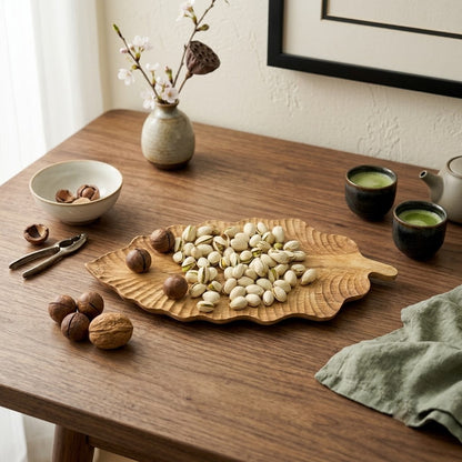 Creative Leaf-Shaped Wooden Serving Tray