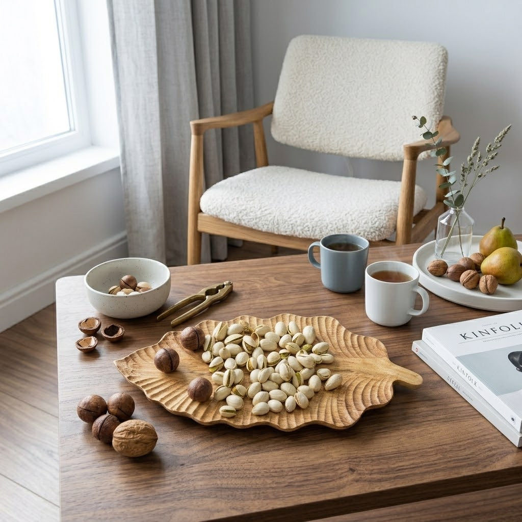 Creative Leaf-Shaped Wooden Serving Tray