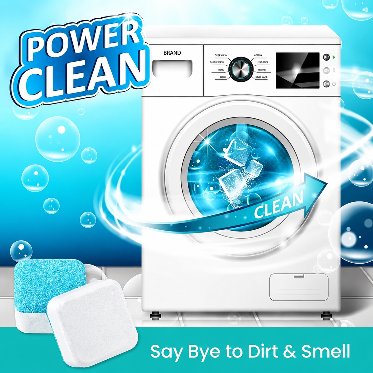 Powerful Washer Deep Cleaner Tablets – Eliminate Hidden Bacteria & Bad Smells Fast