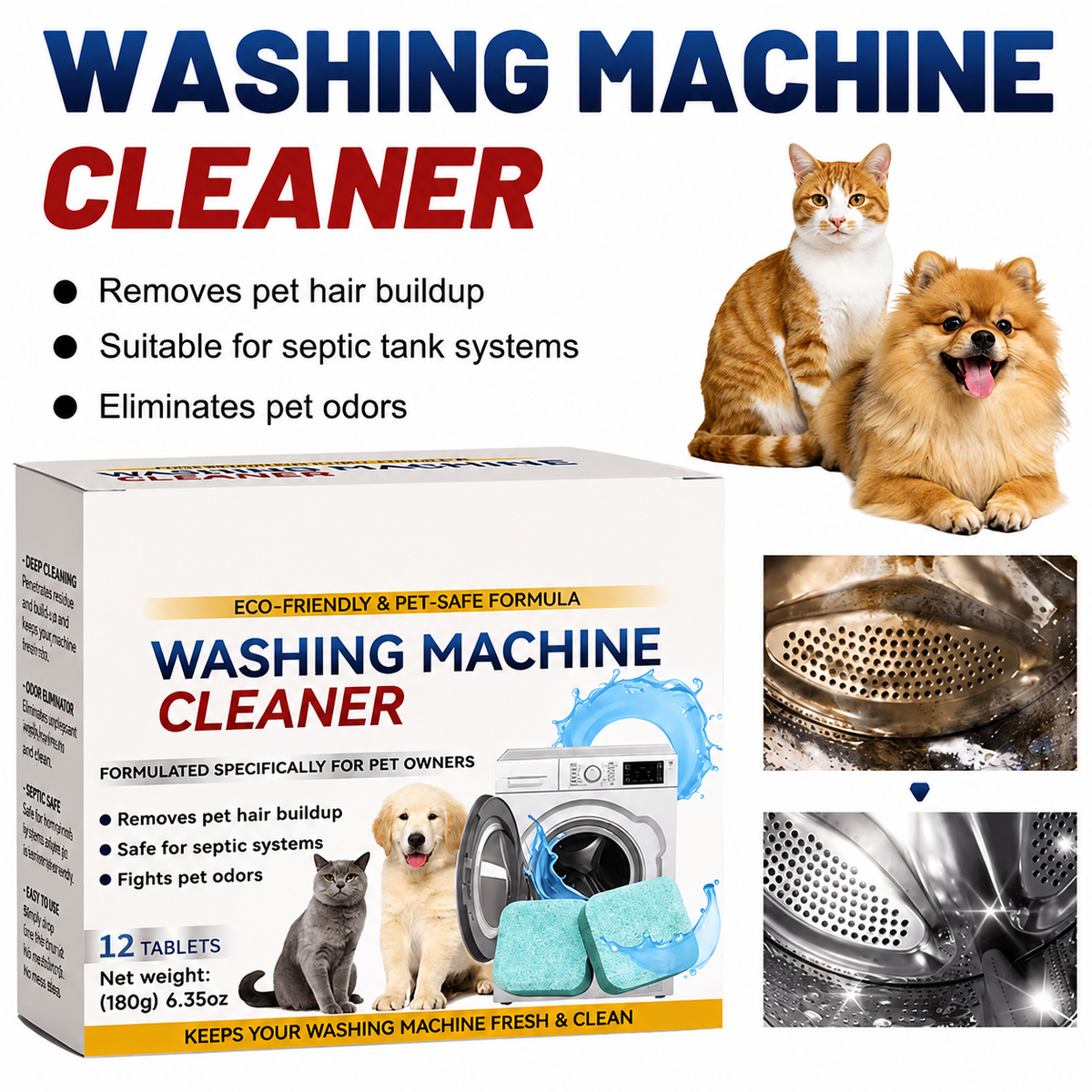 Powerful Washer Deep Cleaner Tablets – Eliminate Hidden Bacteria & Bad Smells Fast